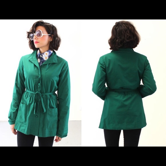 (SOLD) Vintage 70s Kelly Green Coat Jacket Size S - Picture 5 of 7